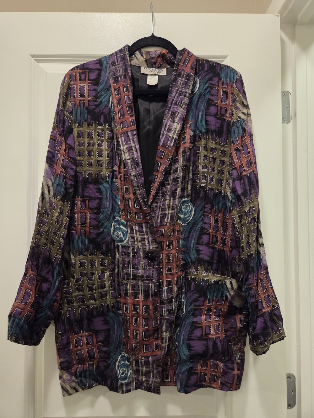 Vintage Kensington Square Abstract Art Print Blazer Jacket Medium Made in USA